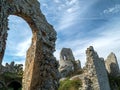 Gymes castle walls under the blue sky