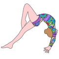 Gymnast on balance beam painted silhouette colorful