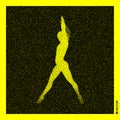 Gymnast. 3D Human Body Model. Black and yellow grainy design. Stippled vector illustration