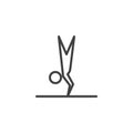 Gymnast exercise on uneven bars line icon