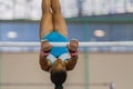 Gymnast Girl Parallel Bars Swinging Close-Up Royalty Free Stock Photo