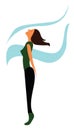 A gymnast girl and wind blowing her hair, vector or color illustration
