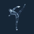 Gymnast. Man. 3D Human Body Model. Vector Graphics Composed of Particles