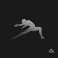 Gymnast. Man is posing and dancing. Dotted silhouette of person.