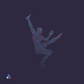 Gymnast. Man is posing and dancing. Dotted silhouette of person. Vector illustration