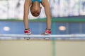 Gymnast Girl Bars Head Hands Royalty Free Stock Photo