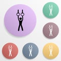 Gymnast performing on stationary rings badge color set icon. Simple glyph, flat vector of sport icons for ui and ux, website or