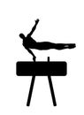 Gymnast on pommel horse vector silhouette illustration isolated on white background. Royalty Free Stock Photo