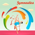 Gymnast with a ribbon. Rhythmic gymnastics .