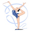 Gymnast with ribbon. Rhythmic Gymnastics. Pop Art style.