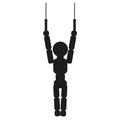 Gymnast rings man sign illustration. Vector. Black icon on white background