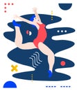 Gymnast woman doing exercise. Creative vector illustration made in abstract composition Royalty Free Stock Photo