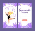 Gymnastic classes for kids mobile onboarding kit, flat vector illustration.