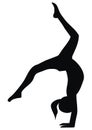 Gymnastic exercises, loop, black silhouette of girl, vector icon