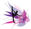 Gymnastic girl silhouette on pink background Royalty Free Stock Photo