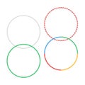 Gymnastic hoop isolated hula fitness object. Hoola circle bangle striped hulahoop