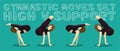 Gymnastic Moves Set High V-Support Manga Cartoon Vector Illustration