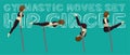 Gymnastic Moves Set Hip Circle Manga Cartoon Vector Illustration