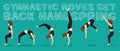 Gymnastic Moves Set Back Handspring Manga Cartoon Vector Illustration