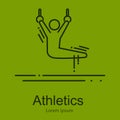 Gymnastics athlete at rings doing exercise, sport competition vector illustration
