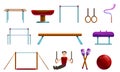 Gymnastics equipment icons set, cartoon style Royalty Free Stock Photo