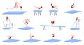 Gymnastics equipment icons set cartoon vector. Gym practice