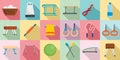 Gymnastics equipment icons set, flat style Royalty Free Stock Photo