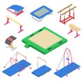 Gymnastics equipment icons set, isometric style Royalty Free Stock Photo