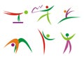 Gymnastics & fitness people silhouettes Royalty Free Stock Photo