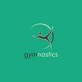 Gymnastics green and bronw vector logo design with background