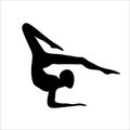 Gymnastics icon. Acrobat or gymnast blac silhouette of body.