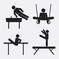 Gymnastics Icon Black Symbol Set Vector