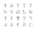 Gymnastics line icons, signs, vector set, outline illustration concept