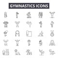 Gymnastics line icons, signs, vector set, outline illustration concept