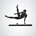 Gymnastics with man at pommel horse vector clipart