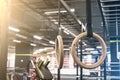 Gymnastics rings for exercising in the gym Royalty Free Stock Photo