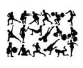 Gymnastics, Weight Lifting and Fitness Silhouettes Royalty Free Stock Photo