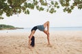 gymnastics woman lifestyle young bridge exercise yoga concentration beach sport training