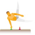 Gymnastics.A young muscular athlete is a gymnast who performs an