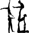 Gymnasts acrobats vector black silhouette