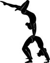 Gymnasts acrobats vector black silhouette