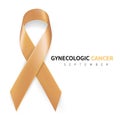 Gynecologic Cancer Awareness Month. Realistic Peach ribbon symbol. Medical Design. Vector illustration