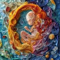 Gynecologic concept: a visual narrative of the uterus and the miracle of newborn life, capturing the beauty and