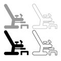 Gynecological chair icon outline set grey black color