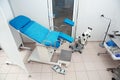 Gynecological examination chair in doctor`s office.