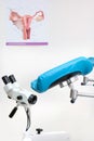 Gynecological room chair eguipment tool clinic lens white background Royalty Free Stock Photo