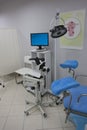 Gynecological room interior with medical equipment