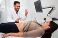 Gynecologist clinic examination, ultrasound check patient