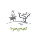 Gynecologist concept. Hand drawn isolated vector