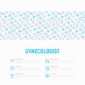 Gynecologist concept with thin line icons: uterus, ovaries, gyne Royalty Free Stock Photo
